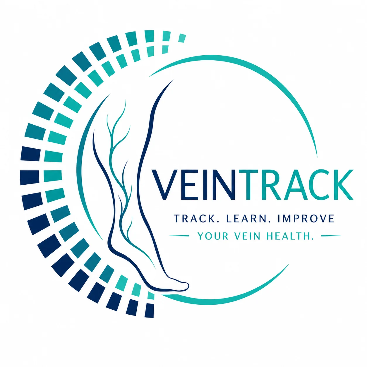 VeinTrack logo with the message Track. Learn. Improve. Your Vein Health.